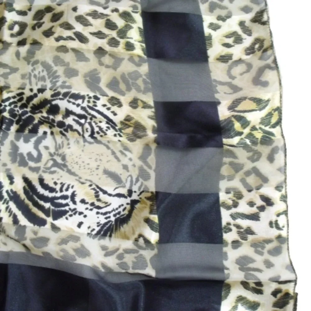 Silk Feel Large Leopard Print Cat Scarf